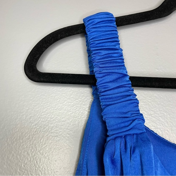 NWT 1 State Dragonfly Blue Satin Lined Tank Top Scrunched Straps - Picture 6 of 11